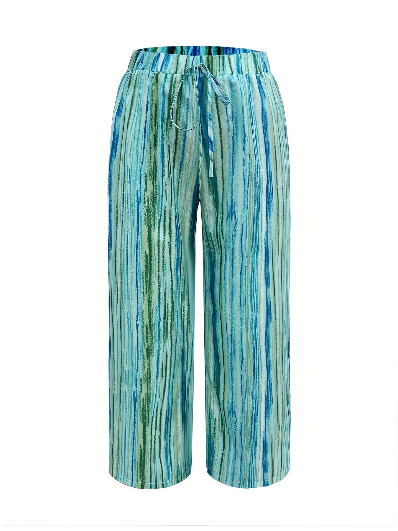 Women's Plus Stripe Print Wide Leg Pants