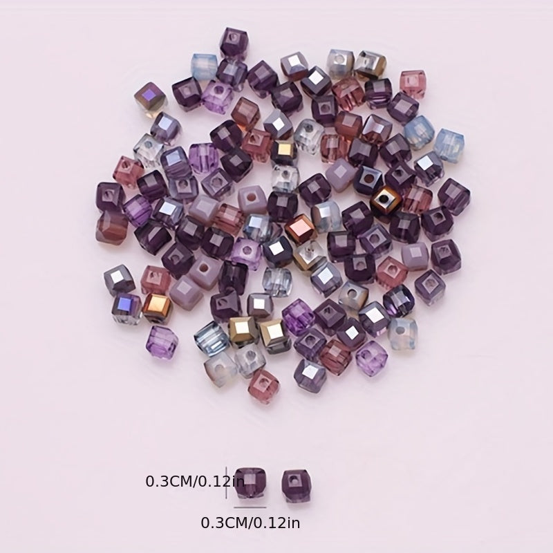 98pcs 3mm Square Crystal Glass Beads DIY Jewelry Accessories