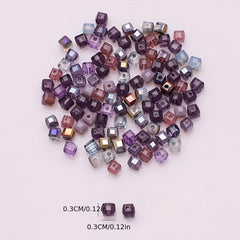 98pcs 3mm Square Crystal Glass Beads DIY Jewelry Accessories