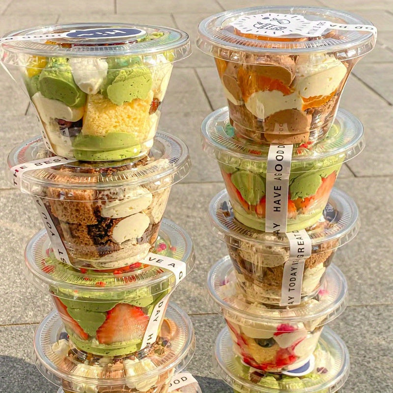 100 Clear Plastic Cups w/ Lids 270ML for Party