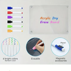 Acrylic Fridge Magnets Memo Board 6 Colored Whiteb