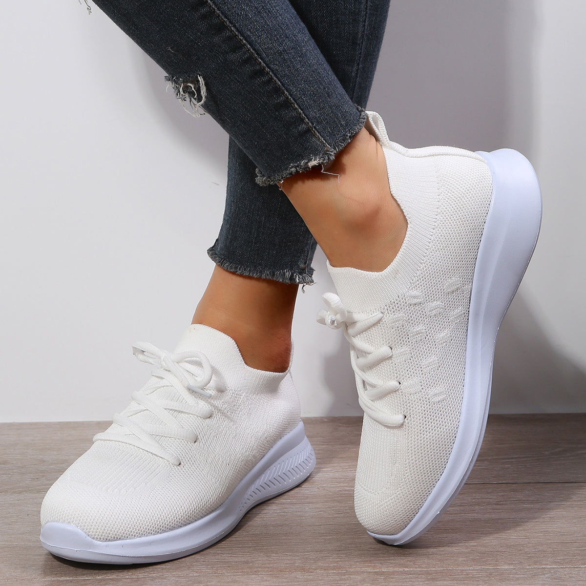 Women's Casual Flying Woven Sneakers Breathable Running Shoes