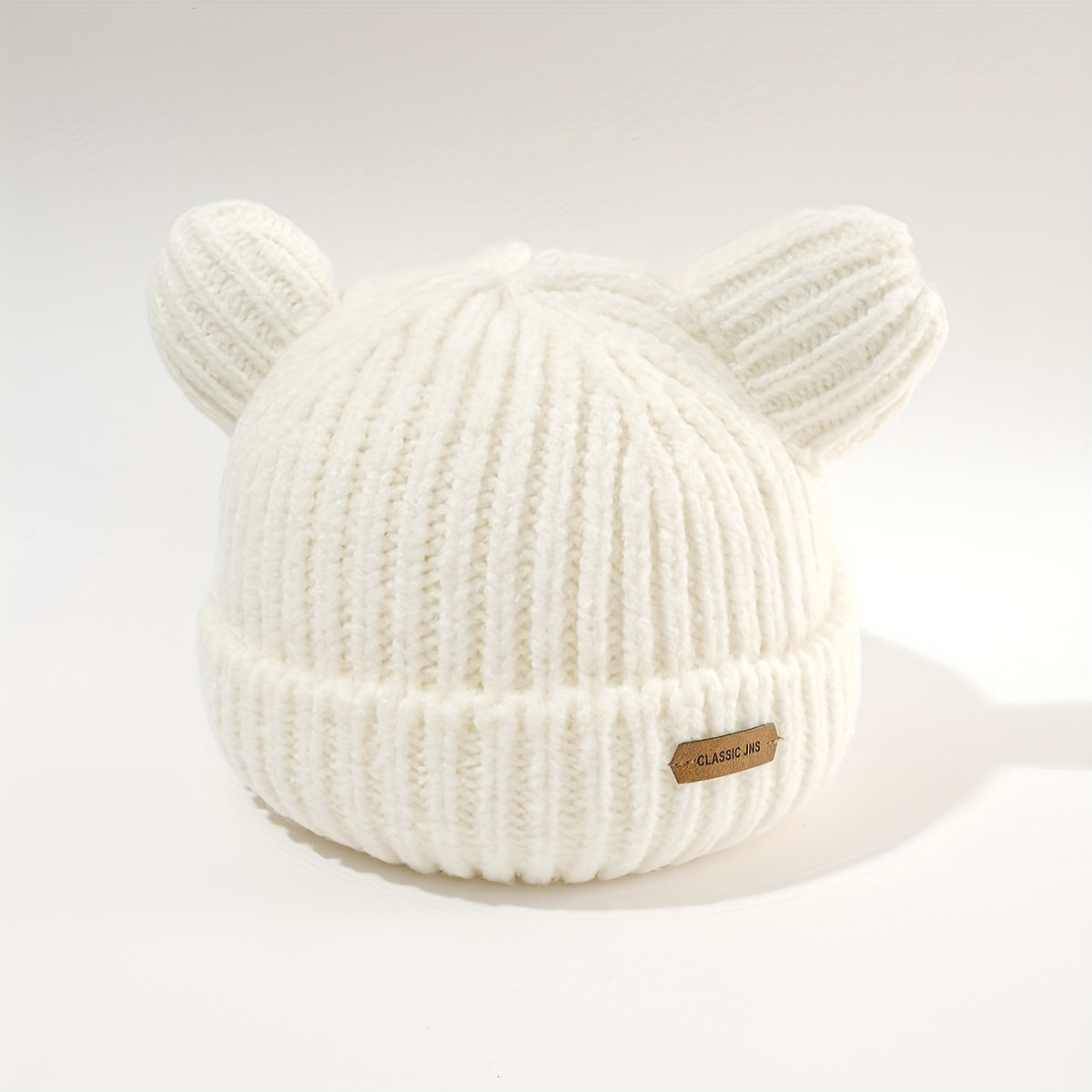Solid Knit Bear Ears Beanie for Autumn Winter