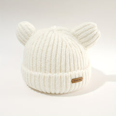 Solid Knit Bear Ears Beanie for Autumn Winter
