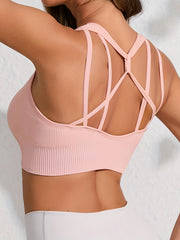 Ribbed Wireless Sports Bra Push Up Shockproof Lingerie