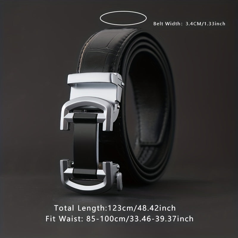 Men's Casual PU Leather Belt Automatic Buckle Belt