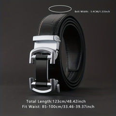 Men's Casual PU Leather Belt Automatic Buckle Belt