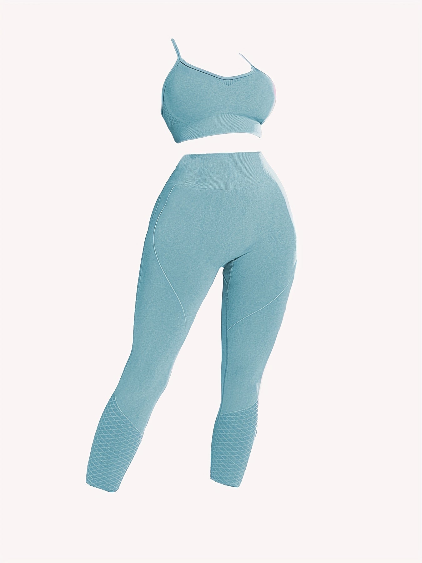Argyle Pattern Cami Bras & Butt Lifting Leggings 2pcs Set