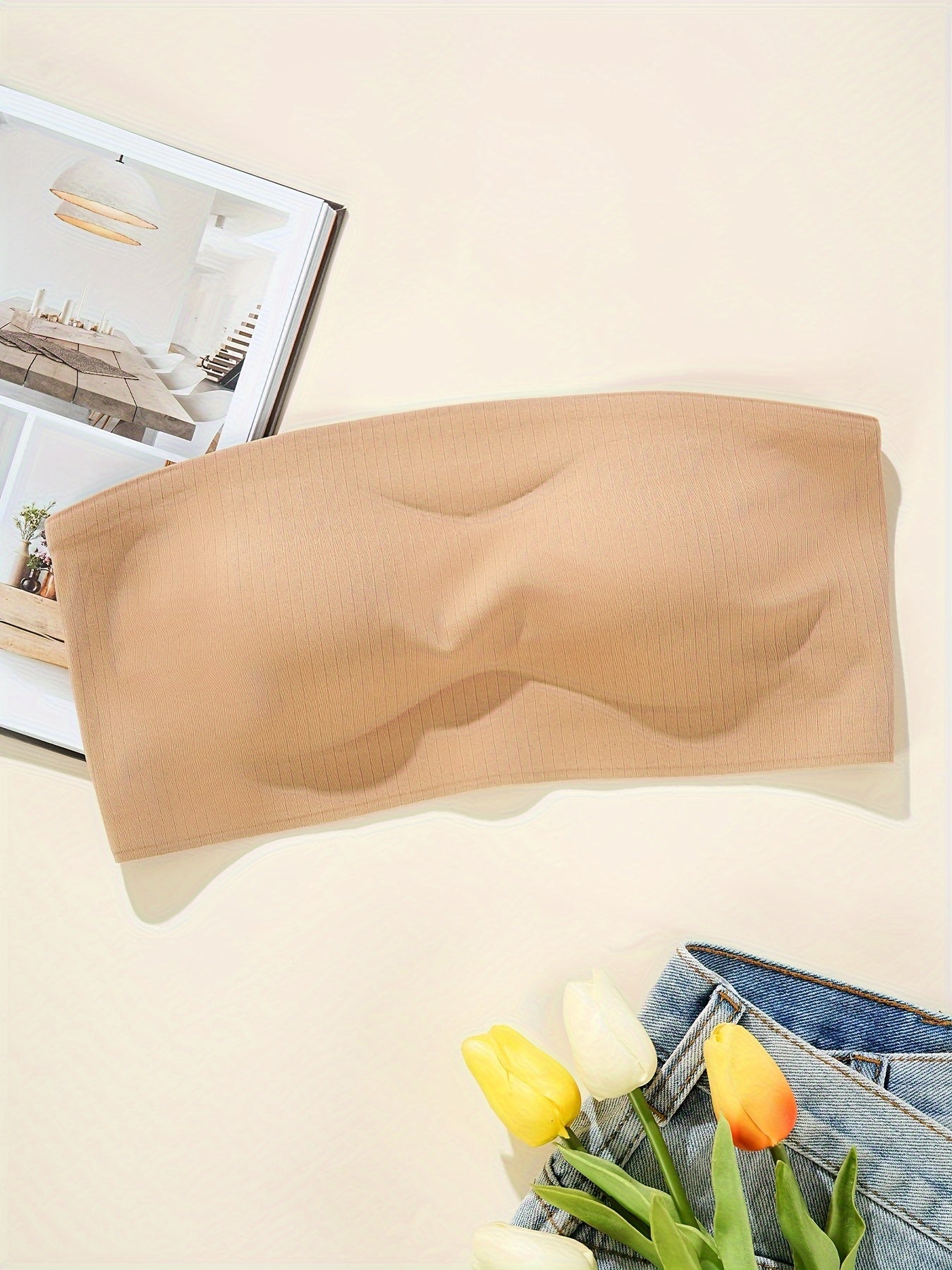 Soft Seamless Bandeau Bra Stretchy Everyday Lingerie Women's Underwear