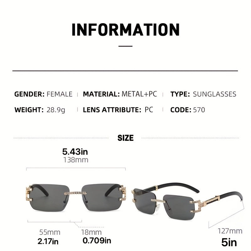 Men's Rimless Rhinestones Sunglasses for Sun Protection