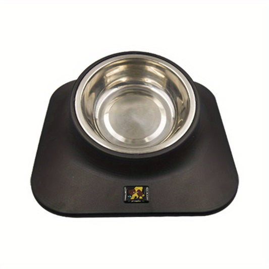 Stainless Steel Elevated Dog Bowl with Non-Slip Mat
