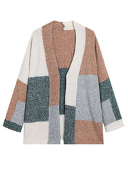  Colorblock Open Front Cardigan