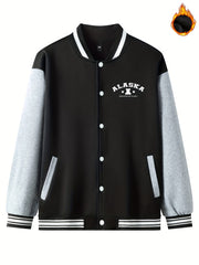 Men's Joyful Muppet Bear Print Jacket Long Sleeve Baseball Collar