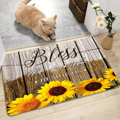 Sunflower Print Kitchen Mat Anti Slip Absorbent Bath Mat