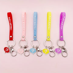 Soft PVC Geometric Cut Leather Rope Keychain For Men