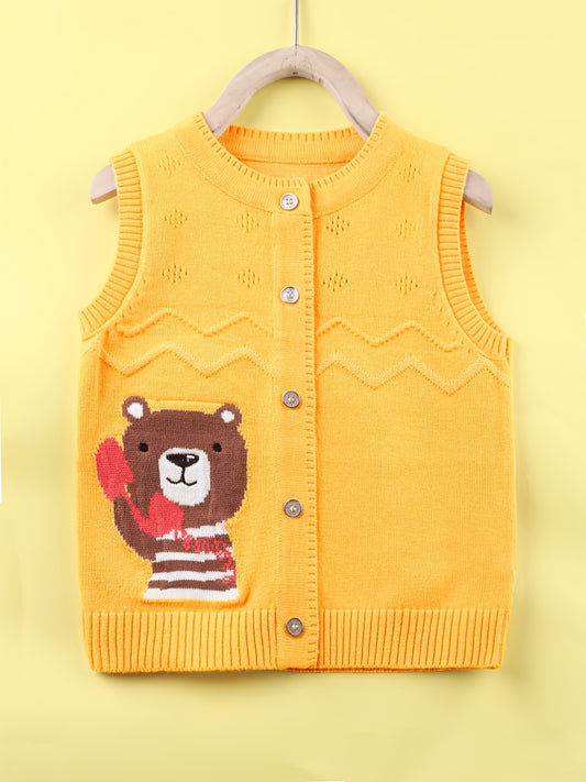 Baby Boys Bear Embroidery Knit Vest Clothes