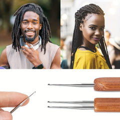 3pcs Long Hair Lock Crochet Knitting Hook Hair Tools 0.75mm 0.5mm