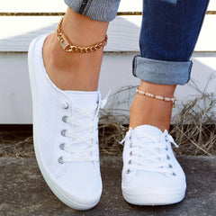 Women's Flat Canvas Shoes Lace Up Slip On Low Top Casual Shoes