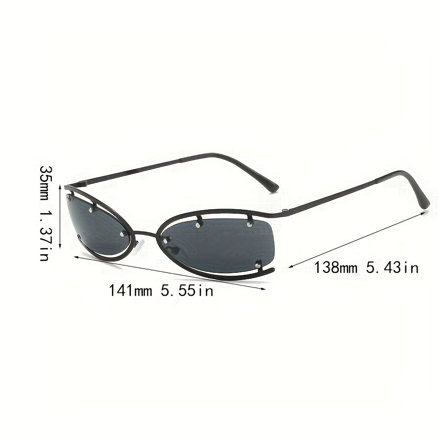 Y2K Wrap Around Sunglasses Futurism Metal Frame Sun Glasses