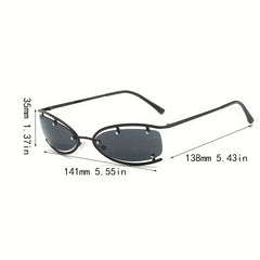 Y2K Wrap Around Sunglasses Futurism Metal Frame Sun Glasses