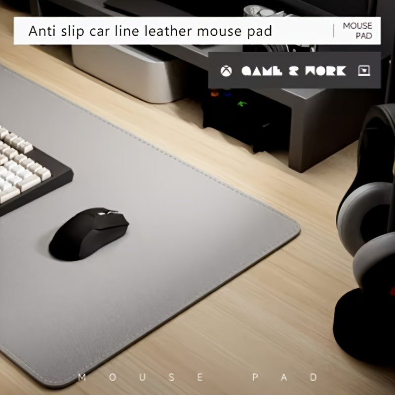 Single Sided Stitched Edge Oversized Faux Leather Non-Slip Mouse Pad