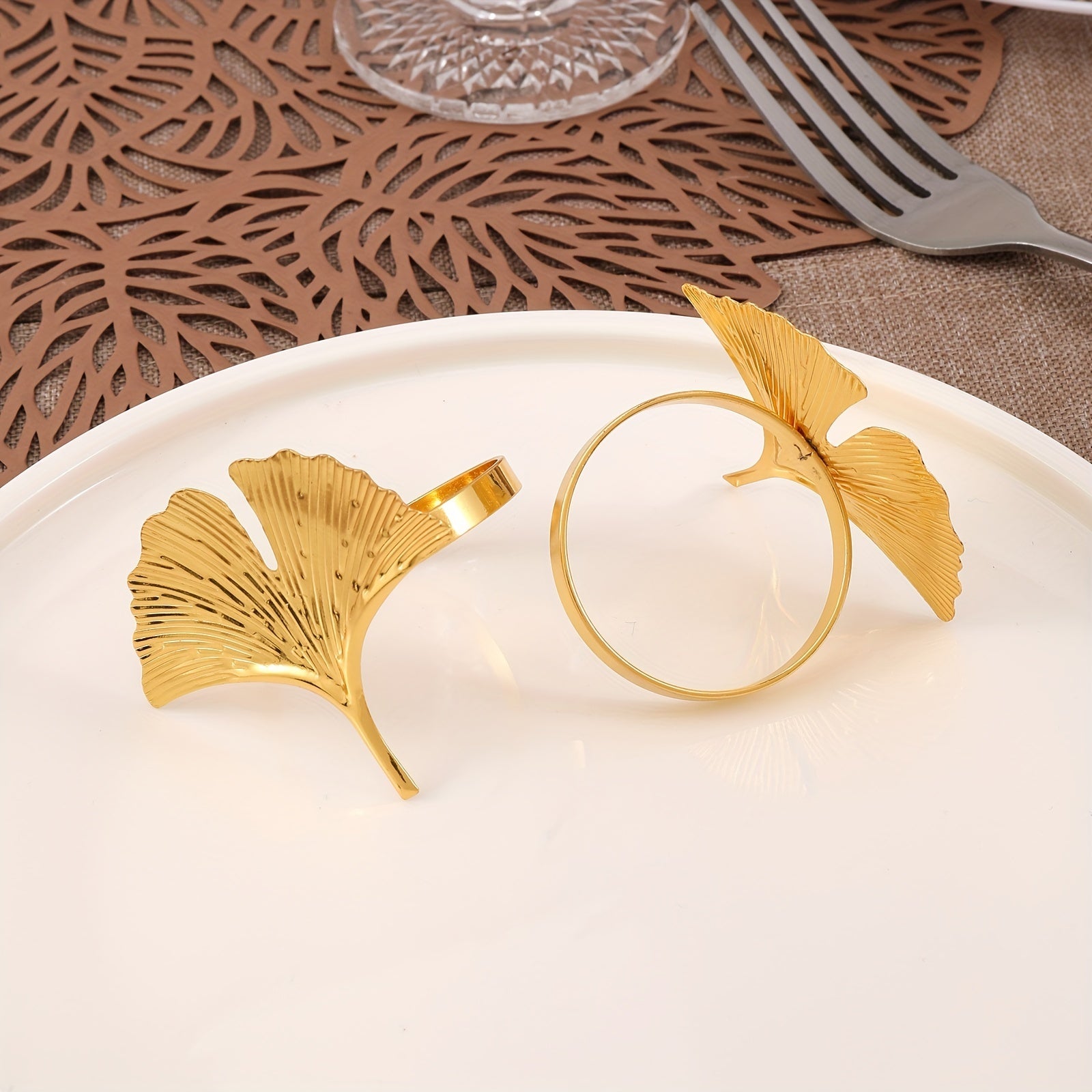 6pcs Ginkgo Leaf Napkin Ring for Farmhouse Wedding