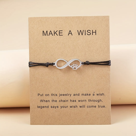 Infinite & Dog Paw Pendant Bracelet for Mother's Gift