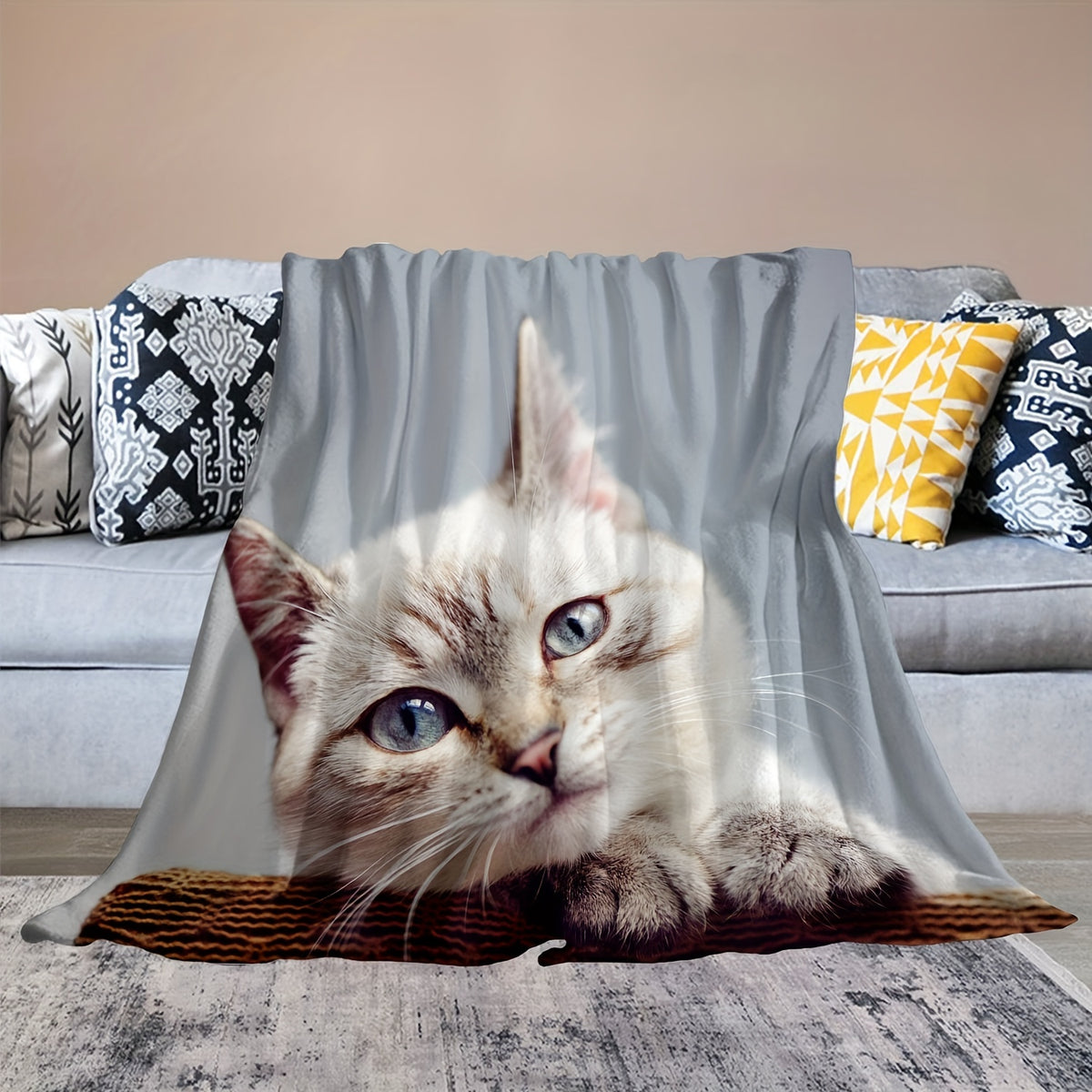 Soft Cat Blanket for Bed Chair Sofa Outdoor Travel