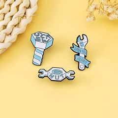 Screw Nut Open Heart Cartoon Pins Badges Alloy Jewelry