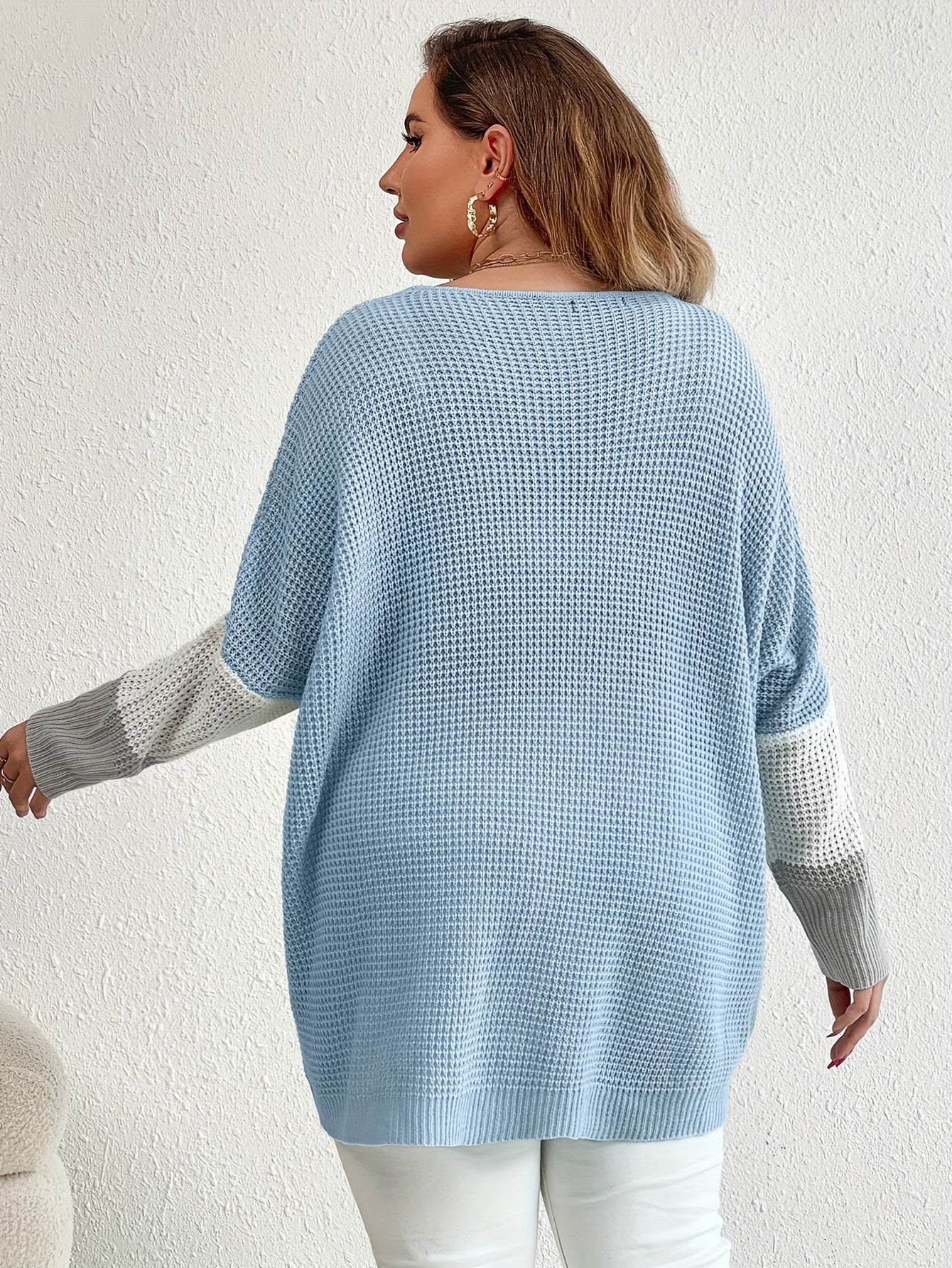  Colorblock V Neck Sweater