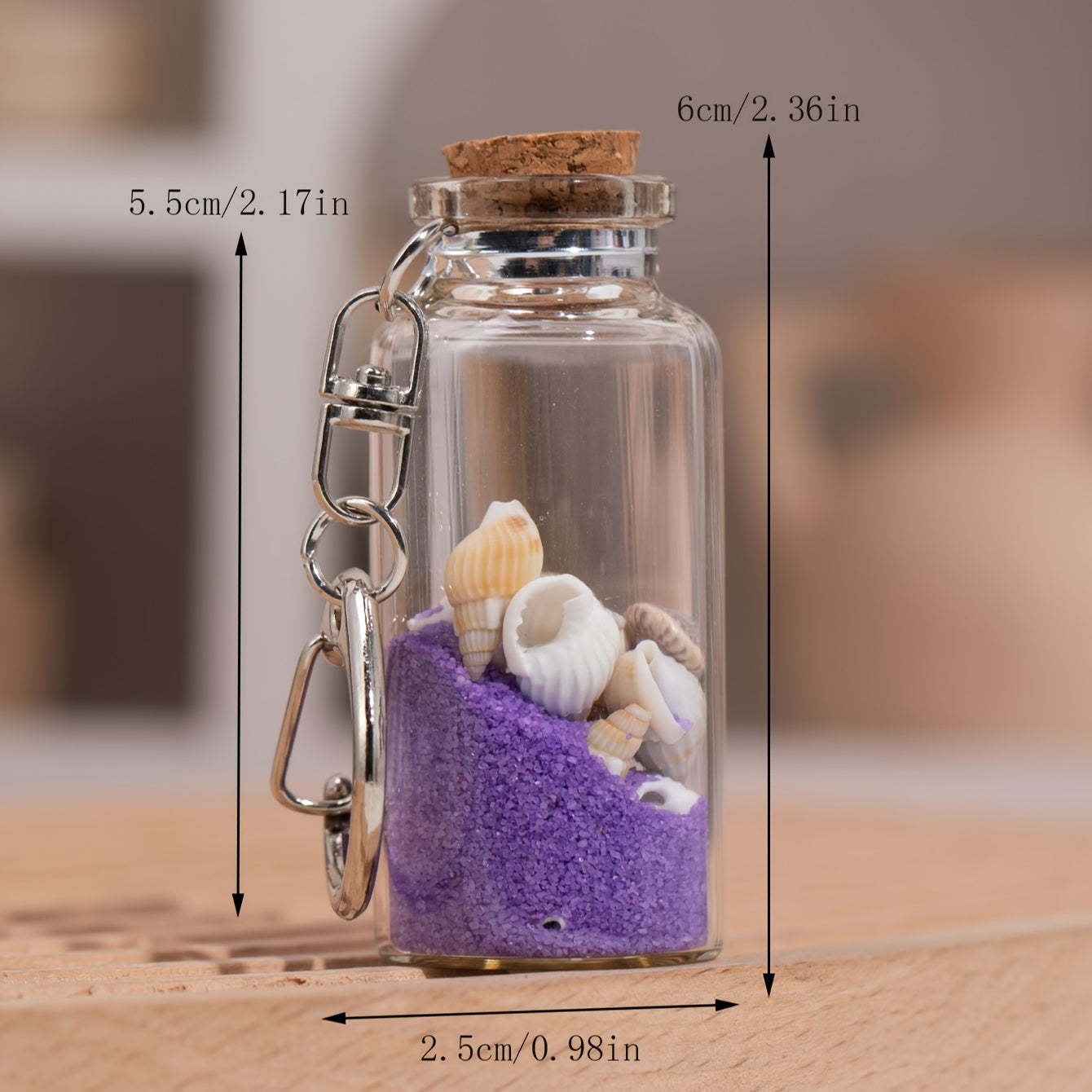 Colorful Sand Glass Wishing Bottle Keychain Lucky Charm Pendant