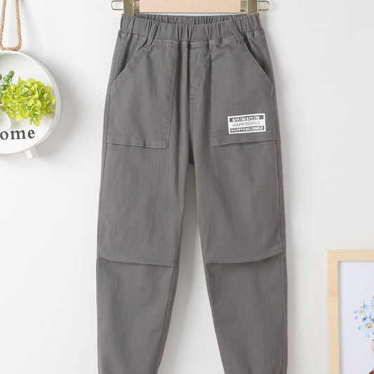 Boys Cotton Cargo Pants Elastic Waistband Kids Clothes