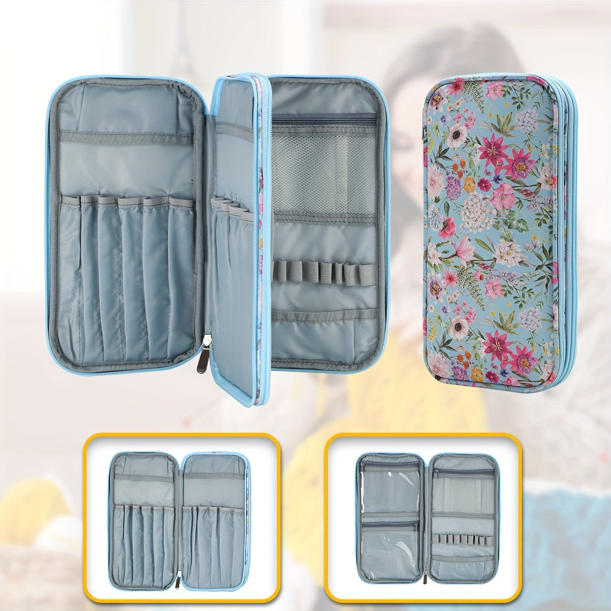 Knitting Needles Case Crochet Hooks Storage Bag Organizer