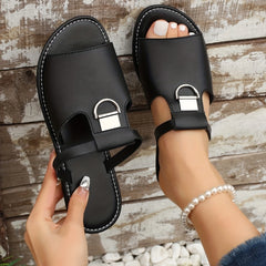 Women's Flat Slide Sandals Open Toe Non Slip Outdoor Beach Slides