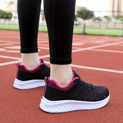 Mesh Flying Woven Running Shoes Lace Up Soft Sole Sports Shoes Women's