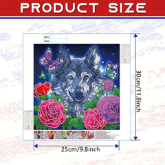 Wolf & Flower Pattern Diamond Painting Kit