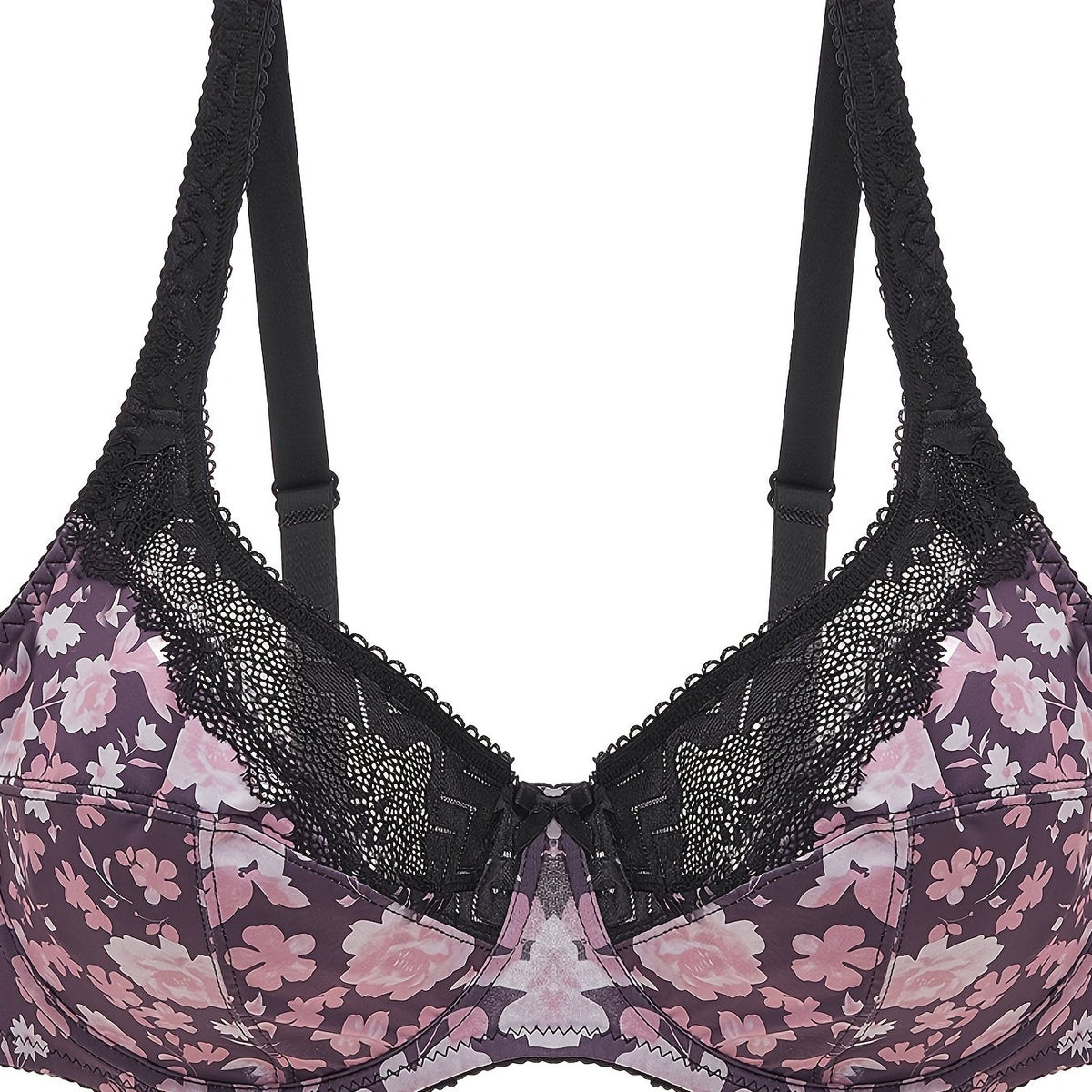  Contrast Lace Floral Print Bra Sexy Bralette