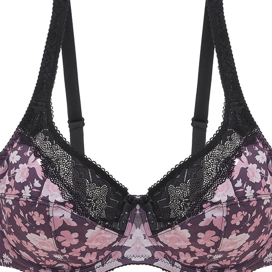  Contrast Lace Floral Print Bra Sexy Bralette