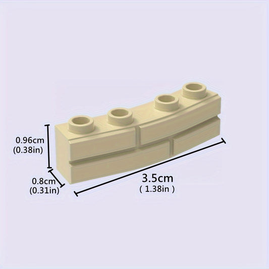 9pcs Building Block Set Khaki Curved Wall Tiles & Lattice Bricks