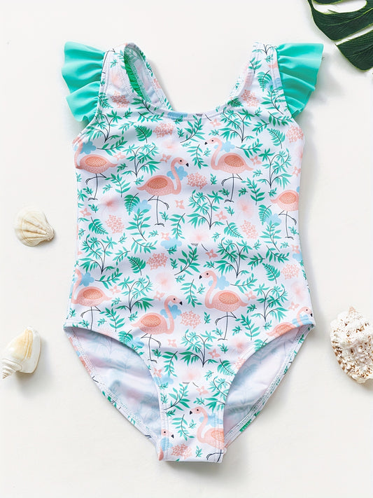 Girls Fish Scale Print One Piece Swimsuit