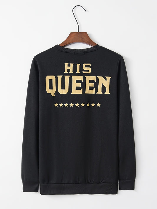 Letter and Star Print Crew Neck Sweatshirt