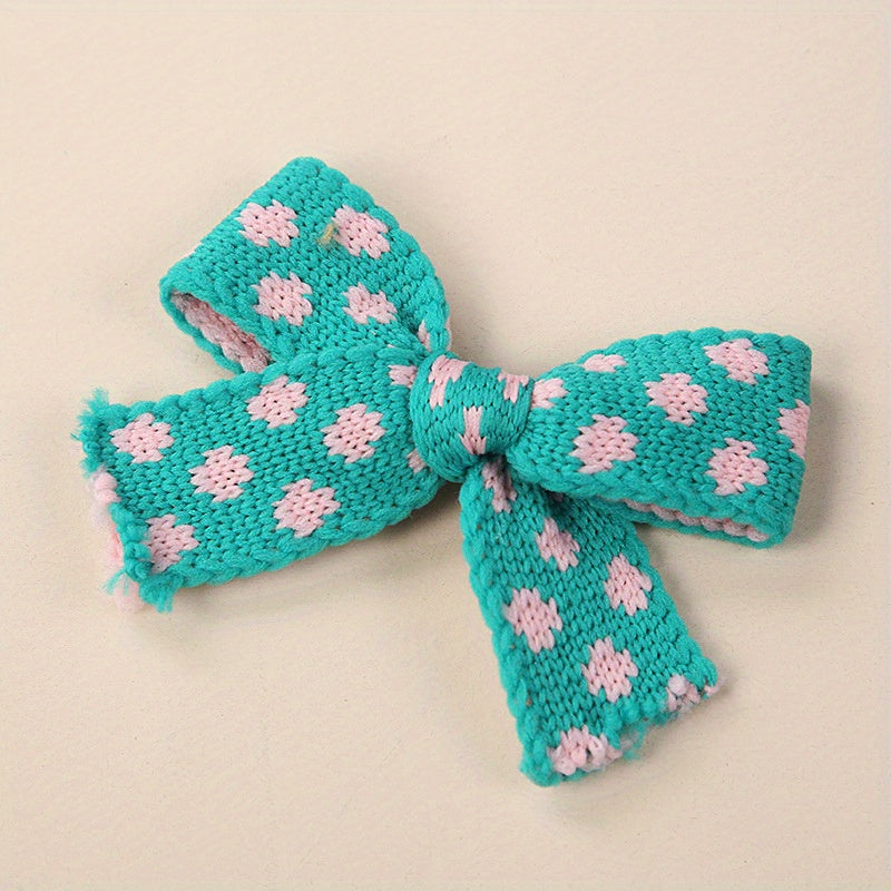 Kids Bow Hairpin Knitted Floral Baby Hair Hoop Soft Hairpin