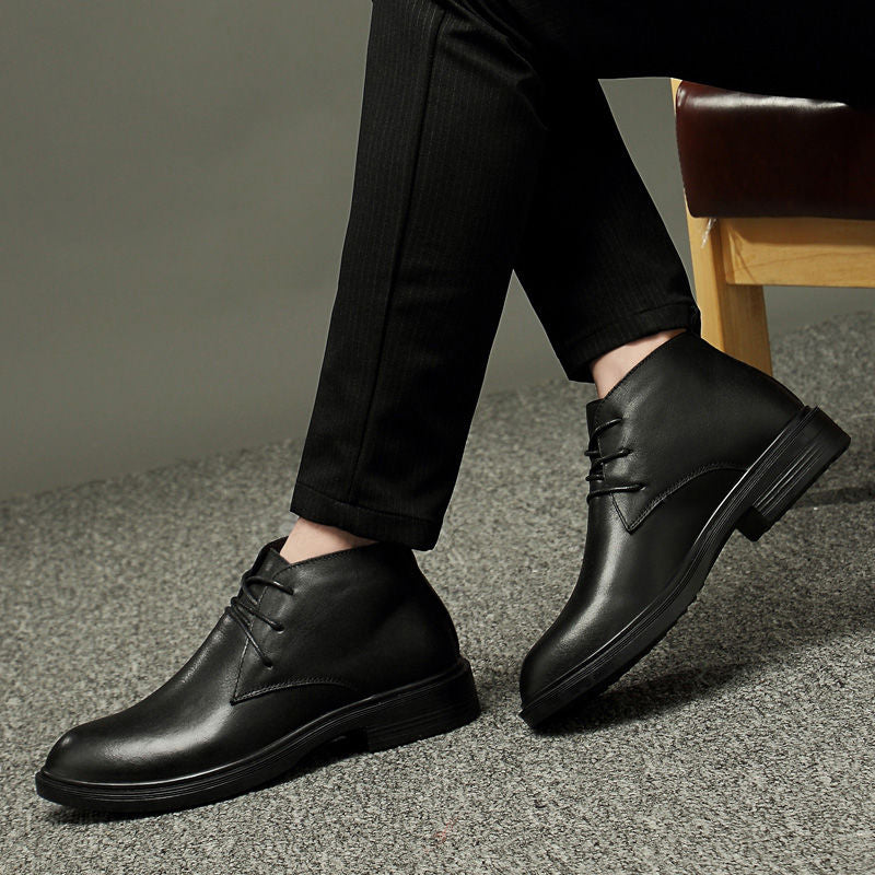 LAORENTOU Men's Leather Plush Lining Casual Boots