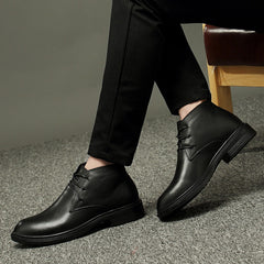 LAORENTOU Men's Leather Plush Lining Casual Boots