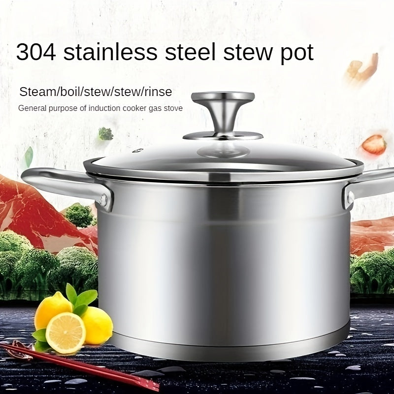 8.66'' Stainless Steel Saucepan 5L With Glass Cover