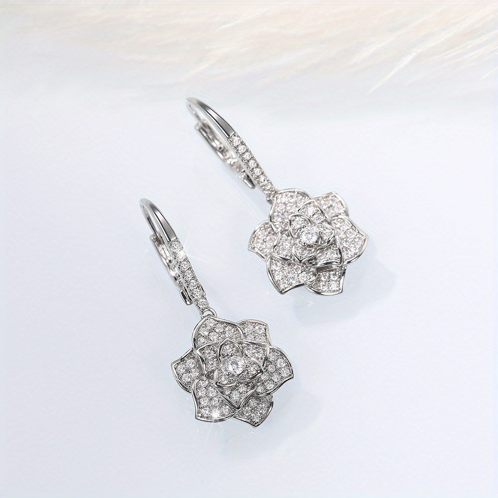 Zircon Flower Shape Hook Earrings for Women