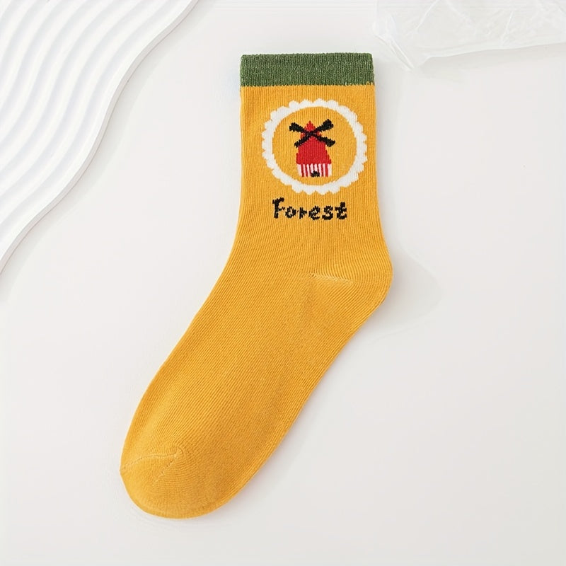 5 Pairs Cartoon Print Socks Women's Stockings