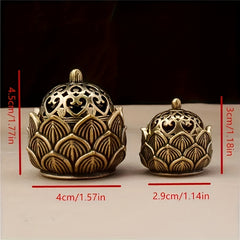 Mini Hollow Lotus Incense Burner Antique Bronze Indoor Decor