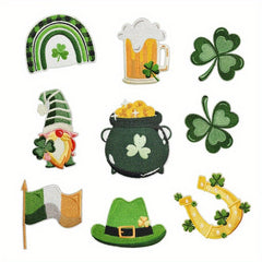 9pcs Green Sew On Embroidered Patches Applique Repair Patch DIY Crafts Decor