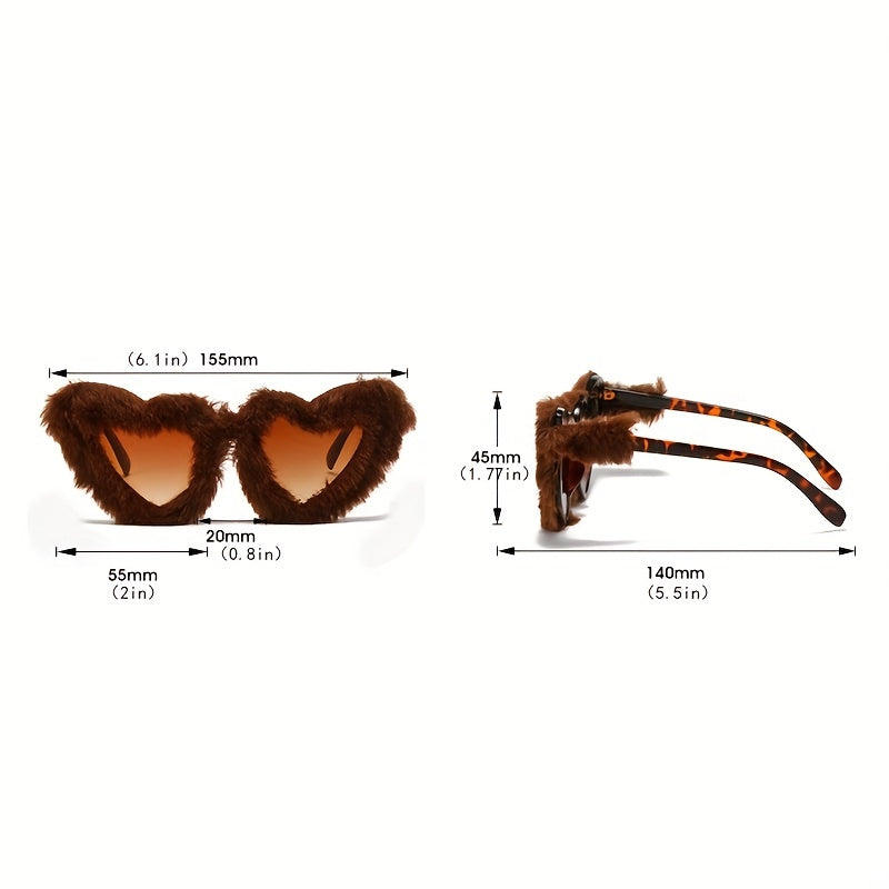 Heart Fluffy Sunglasses For Women Men Candy Glasses Photo Booth Props UV400